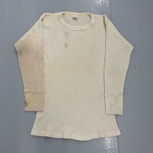 Vintage 70s Duxbak White Cotton Long Sleeve Thermal